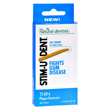 Natural Dentist Stim - u - dent Thin Plaque Removers Mint - Case Of 6 - 4 Packs - Maras Green