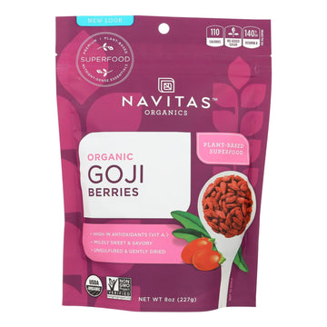 Navitas Naturals Goji Berries - Organic - Sun - dried - 8 Oz - Case Of 12 - Maras Green
