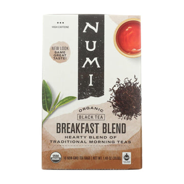 Numi Tea Black Tea - Breakfast Blend - Case Of 6 - 18 Bags - Maras Green
