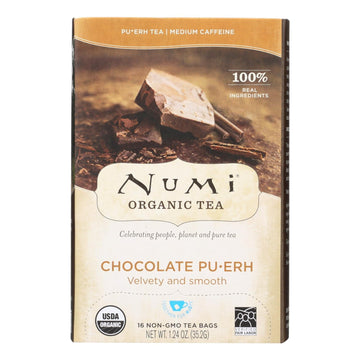 Numi Tea Organic Chocolate Pu - erh - Case Of 6 - 16 Bag - Maras Green