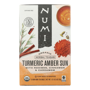 Numi Tea - Tea Turmeric Amber Sun - Case Of 6 - 15 Bag - Maras Green