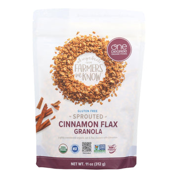 One Degree Organic Foods Cinnamon Flax Granola - Sprouted Oat - Case Of 6 - 11 Oz. - Maras Green