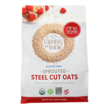 One Degree Organic Foods Organic Steel Cut Oats - Sprouted - Case Of 4 - 24 Oz - Maras Green