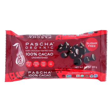 Pascha Chocolate Chips - Dark Unsweetened - Case Of 6 - 8.8 Oz. - Maras Green