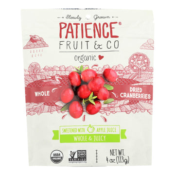 Patience Fruit And Co Whole Cranberries - Dried - Case Of 8 - 4 Oz - Maras Green