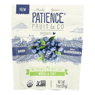 Patience Fruit & Co Organic Dried Wild Blueberries - Case Of 8 - 3 Oz - Maras Green