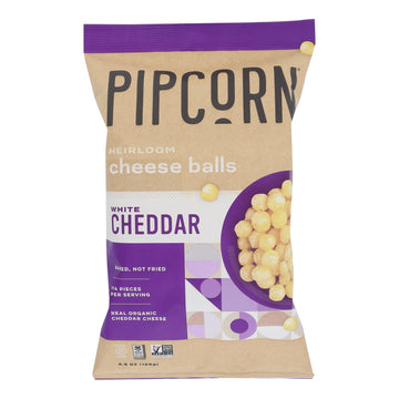 Pipcorn - Cheese Balls Whte Cheddar - Case Of 12 - 4.5 Oz - Maras Green