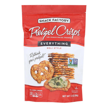 Pretzel Crisp Pretzel Crisps - Everything - Case Of 12 - 7.2 Oz. - Maras Green