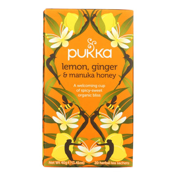 Pukka - Tea Organic Lemon Ginger Manuka Honey - Case Of 4 - 20 Bags - Maras Green
