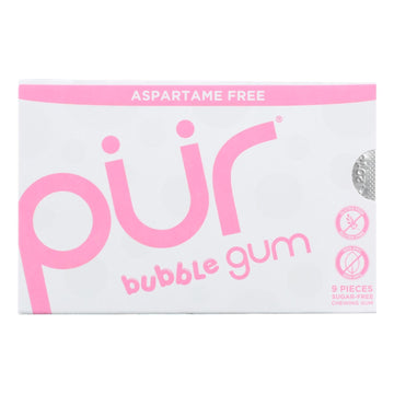 Pur Gum Bubble Gum - Sugar Free - Case Of 12 - 9 Count - Maras Green