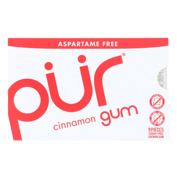 Pur Gum - Cinnamon - Aspartame Free - 9 Pieces - 12.6 G - Case Of 12 - Maras Green