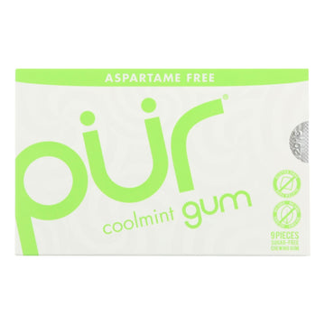 Pur Gum - Coolmint - Aspartame Free - 9 Pieces - 12.6 G - Case Of 12 - Maras Green