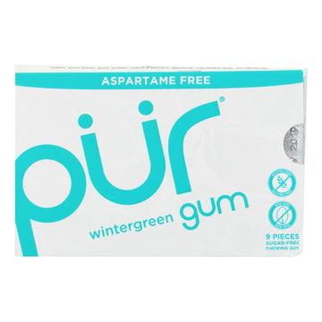 Pur Gum - Wintergreen - Aspartame Free - 9 Pieces - 12.6 G - Case Of 12 - Maras Green