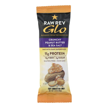 Raw Revolution Glo Crunchy Bar - Peanut Butter And Sea Salt - Case Of 12 - 1.6 Oz. - Maras Green