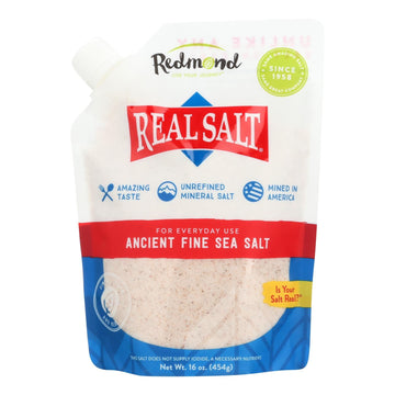 Real Salt Sea Salt - Ancient - Fine - Pouch - Case Of 6 - 16 Oz - Maras Green