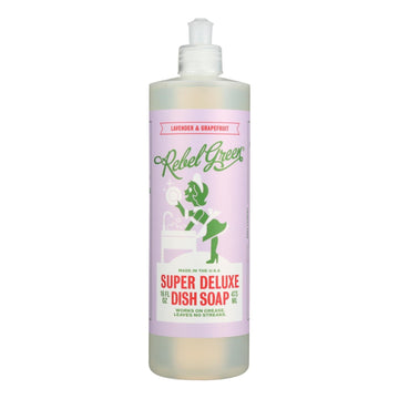Rebel Green Dish Soap - Lavender And Grapefruit - Deluxe - Case Of 4 - 16 Fl Oz - Maras Green