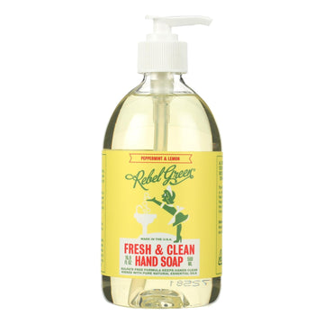 Rebel Green Hand Soap - Peppermint - Lemon - Case Of 4 - 16.9 Fl Oz - Maras Green
