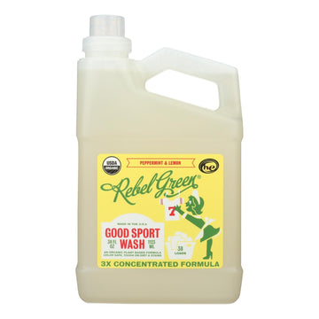 Rebel Green - Laundry Detergent Good Sport Wash - Lemon And Peppermint - Case Of 4 - 38 Fl Oz. - Maras Green