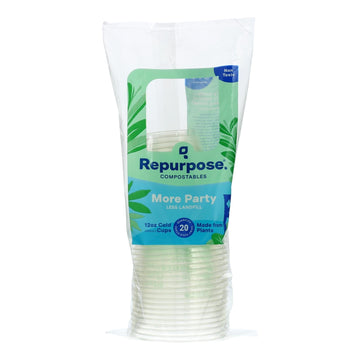 Repurpose Clear Compostable Cups - Case Of 12 - 20 Count - Maras Green