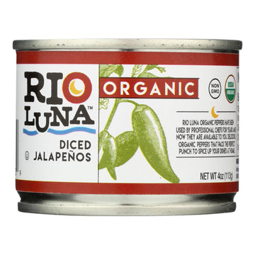 Rio Luna Organic Diced Jalapenos - Case Of 12 - 4 Oz - Maras Green