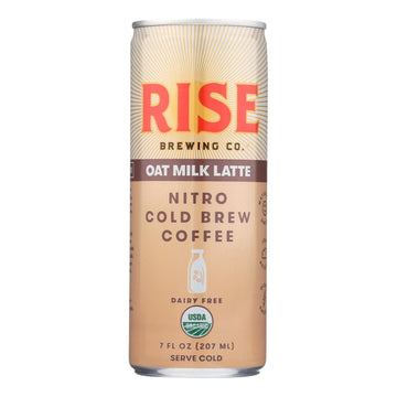 Rise Brewing Co. Nitro Cold Brew Coffee, Oat Milk Latte - Case Of 12 - 7 Fz - Maras Green