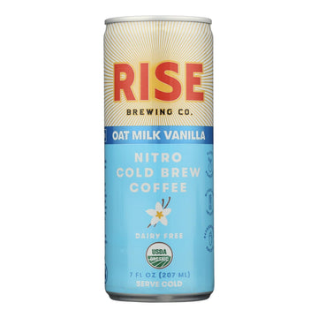 Rise Brewing Company - Cold Brew Organic Oatmilk Vanilla Light - Case Of 12 - 7 Fluid Ounces - Maras Green
