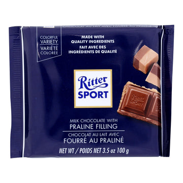Ritter Sport Chocolate Bar - Milk Chocolate - Praline Filling - 3.5 Oz Bars - Case Of 13 - Maras Green