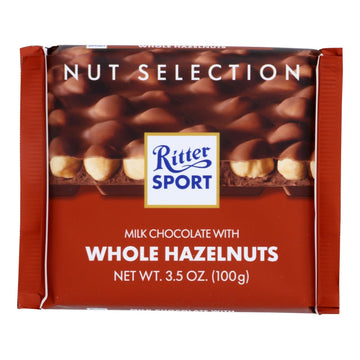 Ritter Sport Chocolate Bar - Milk Chocolate - Whole Hazelnuts - 3.5 Oz Bars - Case Of 10 - Maras Green