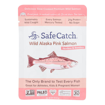 Safe Catch - Salmon Pink Wild Alaskan - Case Of 12 - 3 Oz - Maras Green