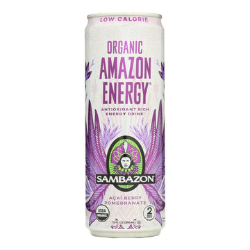 Sambazon Organic Amazon Energy Drink - Low Calorie - Case Of 12 - 12 Fl Oz - Maras Green