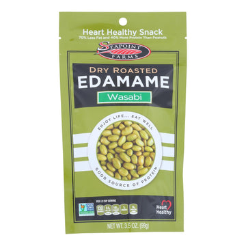 Seapoint Farms Dry Roasted Edamame - Spicy Wasabi - Case Of 12 - 3.5 Oz. - Maras Green