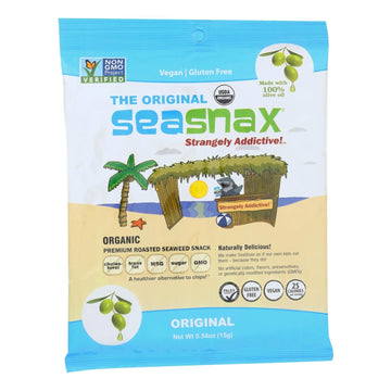 Seasnax Organic Premium Roasted Seaweed Snack - Original - Case Of 16 - 0.54 Oz. - Maras Green