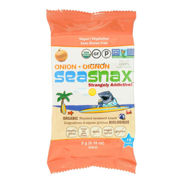 Seasnax Organic Premium Roasted Seaweed Snack - Toasty Onion - Case Of 24 - 0.18 Oz. - Maras Green
