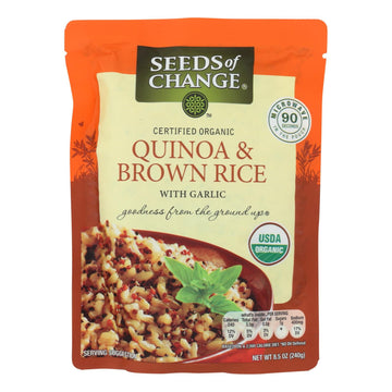 Seeds Of Change Organic Quinoa And Brown Rice With Garlic - Case Of 12 - 8.5 Oz. - Maras Green