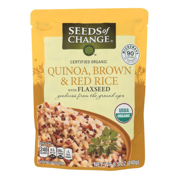 Seeds Of Change Organic Quinoa Brown And Red Rice With Flaxseed - Case Of 12 - 8.5 Oz - Maras Green