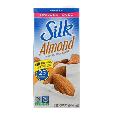 Silk Pure Almond Milk - Unsweetened Vanilla - Case Of 6 - 32 Fl Oz. - Maras Green