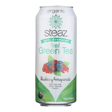 Steaz Lightly Sweetened Green Tea - Blueberry Pomegranate - Case Of 12 - 16 Fl Oz. - Maras Green