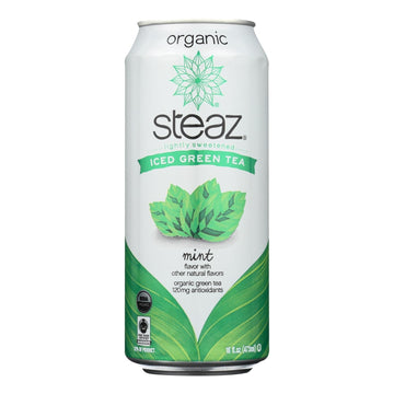 Steaz Lightly Sweetened Green Tea - Mint - Case Of 12 - 16 Fl Oz. - Maras Green