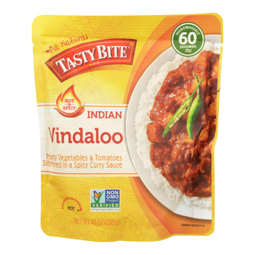 Tasty Bite Heat & Eat Indian Cuisine Entr?e - Hot & Spicy Vindaloo - Case Of 6 - 10 Oz - Maras Green