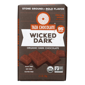 Taza Chocolate Stone Ground Organic Dark Chocolate Bar - Wicked Dark - Case Of 10 - 2.5 Oz. - Maras Green