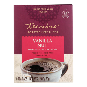 Teeccino Herbal Coffee Vanilla Nut - 10 Tea Bags - Case Of 6 - Maras Green
