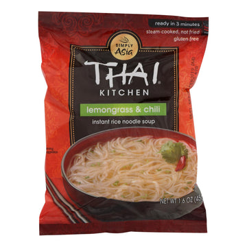 Thai Kitchen Instant Rice Noodle Soup - Lemongrass And Chili - Medium - 1.6 Oz - Case Of 6 - Maras Green