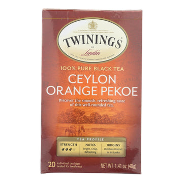 Twinings Tea Black Tea - Ceylon Orange Pekoe - Case Of 6 - 20 Bags - Maras Green
