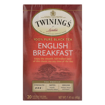 Twinings Tea English Breakfast Tea - Black Tea - Case Of 6 - 20 Bags - Maras Green