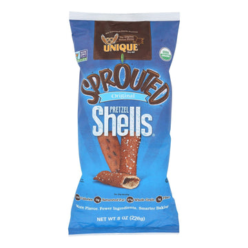 Unique Pretzels - Sprouted Shells - Original Sea Salt - Case Of 12 - 8 Oz. - Maras Green