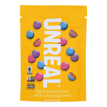 Unreal - Crispy Quinoa Chocolate Gems - Dark Chocolate - Case Of 6 - 5 Oz. - Maras Green