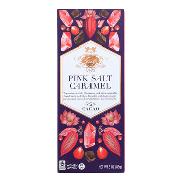 Vosges Haut - chocolat 72% Cocoa Burnt Caramel Bar - Pink Salt - Case Of 12 - 3 Oz - Maras Green