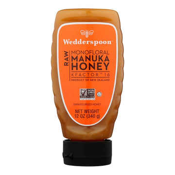 Wedderspoon - Manuka Honey Raw Squeeze Bottle - Case Of 6 - 12 Oz - Maras Green