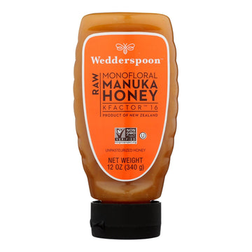 Wedderspoon - Manuka Honey Raw Squeeze Bottle - Case Of 6 - 12 Oz - Maras Green