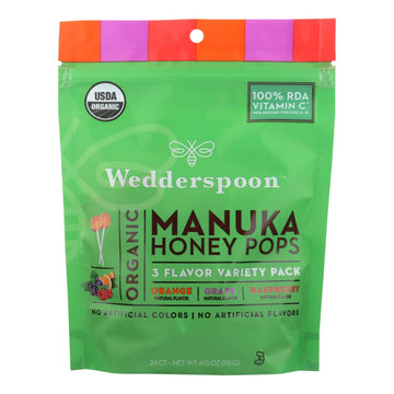 Wedderspoon Organic Makuna Honey Pops - Case Of 6 - 4.15 Oz - Maras Green